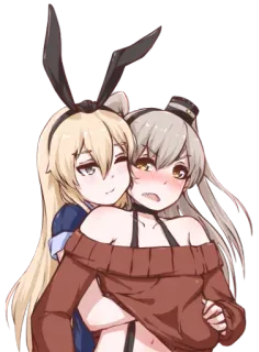 ❤️ 动漫, 兔耳朵, 可爱, 女孩, 卡通, 插画 telegram sticker