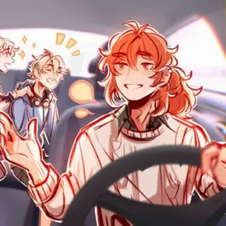 🍂 애니메이션, 운전, 만화, 친구, 차, 만화 telegram sticker