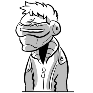 👨 サイボーグ, ロボット, 未来, テクノロジー, SF, キャラクター, モノクロ telegram sticker