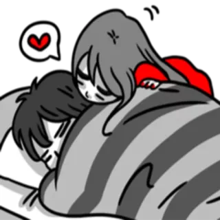 ❤️ amore, coppia, dormire, cartoni animati, cuore telegram sticker