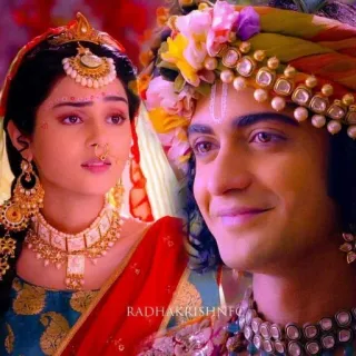 😊 Radha Krishna RADHAKRISHNFC Hinduism, deity, spiritual, Radha, Krishna, Indian culture telegram sticker