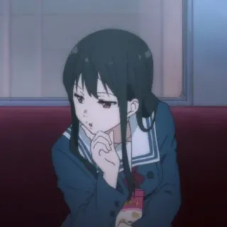 🍙 Anime, Mädchen, Schuluniform, Süß, Denkend whatsapp sticker
