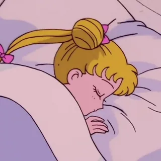 🌙 Sailor Moon slapen, anime, cartoon, schattig, bed telegram sticker