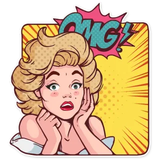 😲 OMG! woman, omg, pop art, shocked, expression, surprise telegram sticker