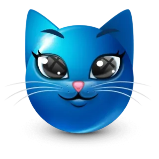 🐱 gato, animal, azul, emoji, pegatina whatsapp sticker