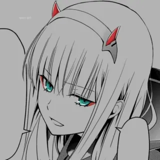 😂 Zero Two Darling in the Franxx Anime, Zero Two, Darling in the Franxx, Fille Anime, Cornes whatsapp sticker