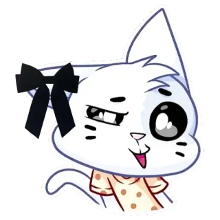 😉 猫, 動物, かわいい, ステッカー, 漫画, 白 telegram sticker