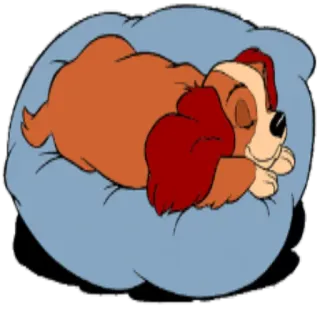 😴 Lady Lady and the Tramp Hund, schlafend, Cartoon, Disney, Tier, Welpe whatsapp sticker