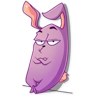 😕 rabbit, cartoon, animal, funny, cute, purple, character whatsapp sticker