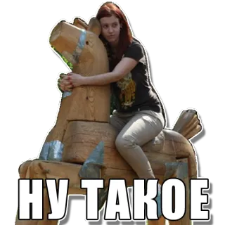 🐎 НУ ТАКОЕ 女人, 马, 玩具马, 骑, 贴纸, 俄语 telegram sticker