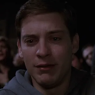 😭 Peter Parker Spider-Man piangere, triste, emozione, faccia, spider-man, peter parker, tobey maguire whatsapp sticker