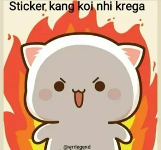 😠 Sticker kang koi nhi krega chat, en colère, flammes, autocollant, dessin animé, mème whatsapp sticker