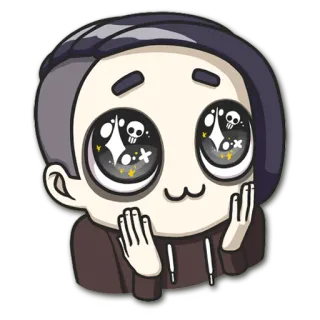 🙂 fofo, desenho animado, caveira, brilhos, anime telegram sticker
