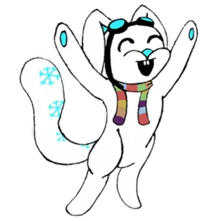 😄 bunny, winter, snowflakes, scarf, cute, cartoon, animal, flying telegram sticker