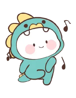 🎶 dinosaur, cute, cartoon, animation, music, character telegram sticker