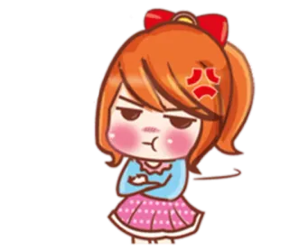 😤 Hoạt hình, Cô gái, Tức giận, Biểu cảm, Khó chịu, Bực bội telegram sticker