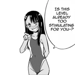 🖤 Nagatoro Don't Toy with Me, Miss Nagatoro IS THIS LEVEL ALREADY TOO STIMULATING FOR YOU~? anime, nagatoro, manga, smug, teasing, swimsuit telegram sticker