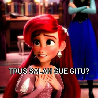 🌟 Ariel TRUS SALAH GUE GITU? Ariel, Disney, La Petite Sirène, dessin animé, animé telegram sticker