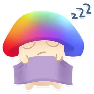 😴 ZZZ nấm, ngủ, cầu vồng, dễ thương, zzz, phim hoạt hình telegram sticker