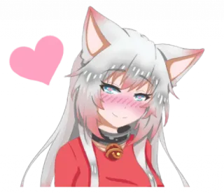 🥰 anime, chica gato, lindo, corazón, sonrojo telegram sticker