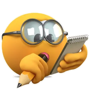 ✍ อิโมจิ, การเขียน, ดินสอ, แว่นตา, สมุดโน้ต telegram sticker