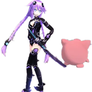 ⚔ Neptune Hyperdimension Neptunia Anime, Jeu vidéo, Cheveux violets, Épée, Rondoudou, Personnage telegram sticker