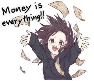 💸 Money is everything!! dinheiro, felicidade, riqueza, desenho animado, finanças telegram sticker