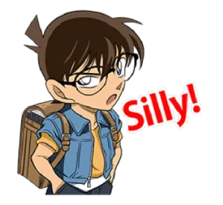 🙁 Conan Edogawa Detective Conan Silly! anime, boy, detective, kid, silly whatsapp sticker