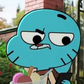 🤨 Gumball Watterson The Amazing World of Gumball Kartun, Kucing, Biru, Permen karet, Es krim telegram sticker