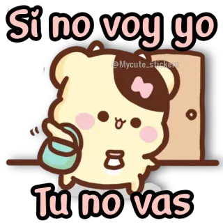 🐻 Si no voy yo
Tu no vas Cartoon, Schattig, Beer, Spaans, Tekst, Illustratie telegram sticker
