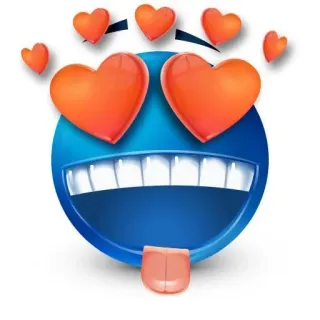 🌟 Emoji, Hart, Liefde, Expressie, Blauw, Glimlach whatsapp sticker