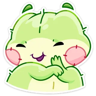 🤗 słodkie, zielony, szczęśliwy, kreskówka, naklejka, kawaii telegram sticker