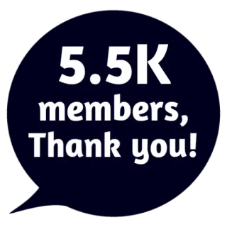 ❤ 5.5K members, Thank you! feier, mitglieder, community, danke, meilenstein whatsapp sticker