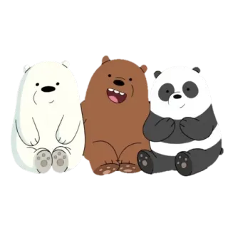 🐼 Ice Bear, Grizzly, Panda We Bare Bears We Bare Bears, Desenho animado, Ursos, Urso polar, Grizzly, Panda telegram sticker