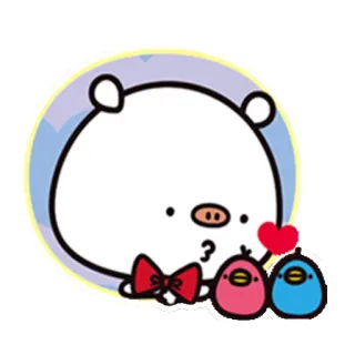 😮 cartone animato, maiale, animale, carino, amore, cuore, uccelli telegram sticker