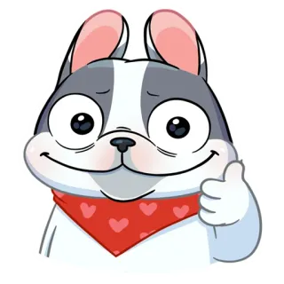 👍 cachorro, animal, bulldog francês, fofo, adesivo, polegar para cima, desenho animado telegram sticker