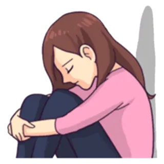 😔 triste, depresso, solo, ragazza, piangere, donna, cartone animato telegram sticker