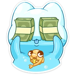 ⭐ sticker, cat, money, fish, wealth, cartoon telegram sticker