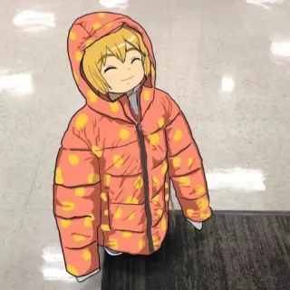 😊 Armin Arlert Attack on Titan Armin Arlert, Ataque dos Titãs, Anime, Mangá, Personagem, Sorrindo, Jaqueta Puffer telegram sticker