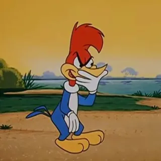 🤨 Woody Woodpecker 우디 우드페커, 만화, 웃긴, 캐릭터 telegram sticker