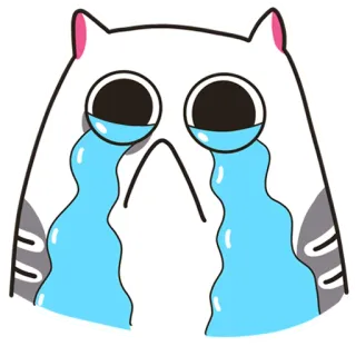 😭 เศร้า, ร้องไห้, แมว, น้ำตา, การ์ตูน, อิโมจิ telegram sticker