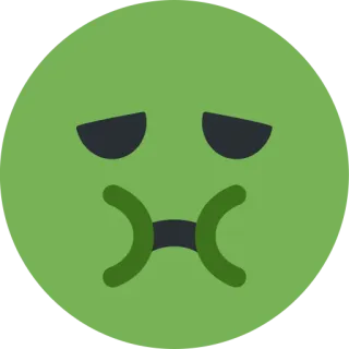 🤢 emoji, sick, puke, green, sad telegram sticker