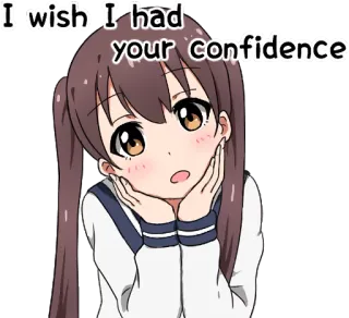 😯 I wish I had your confidence anime girl, confidence, cute, long hair, school uniform telegram sticker