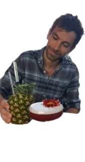 😷 man, pineapple, cocktail, drink, casual wear, flower, blond telegram sticker