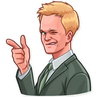 😉 Barney Stinson How I Met Your Mother 바니 스틴슨, How I Met Your Mother, 닐 패트릭 해리스, 윙크, 가리키기, 정장 telegram sticker