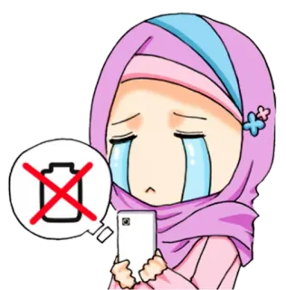😭 Hiyab, Anime, Batería, Triste, Dibujos animados, Chica, Celular whatsapp sticker