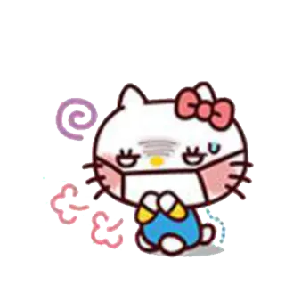 😩 Hello Kitty hello kitty, dibujos animados, kawaii, gato, mascarilla, enfermo whatsapp sticker