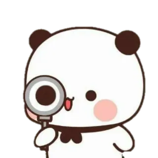 🐻 panda, cute, cartoon, kawaii, animal, magnifying glass telegram sticker