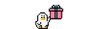 🎁 Pixel art, Pato, Regalo, Lindo, Dibujo animado, Píxel telegram sticker