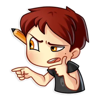 👈 cartone animato, illustrazione, matita, indicando, personaggio telegram sticker
